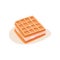 Square sandwich made of waffles and ice-cream. Appetizing dessert. Flat vector element for product packaging or menu