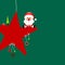 Square Santa Claus Sitting On Star With Icons Dark Green