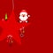 Square Santa Claus Sitting On Star With Icons Red