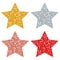 Square Set Of Four Straight Stars Sparkling Gold Silver Copper Red