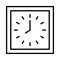 square shape wall clock. outline vector. showing eight o\\\' clock. vector illustration.