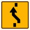 Square Shaped Changing To Left Lane Traffic Road Sign,Vector Illustration, Isolate On White Background Label. EPS10