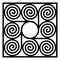 Square shaped tile made of eight spirals around a circle