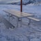 Square Small pavilion with a single picnic table with seats with Wasatch Mountain view