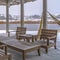 Square Snowy patio of a clubhouse overlooking Oquirh Lake