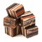 square soap bars with a striped pattern of brown, white and black