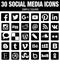 Square social media icons collection with rounded corners - black