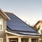 Square Solar photovoltaic panels on a house roof