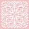 Square solid ornament. White graphic element on a pink background. Pattern for fabric, napkins, suitable for laser cutting.