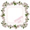 Square spring floral frame, apple tree flowers and leaves with place for text. Womens day, March holiday greeting card,