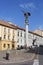 Square with statue of an angel in Uzupio, Old town of Vilnius, Lithuania