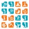 Square Sticker with yoga spa fitness icons