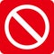 Square stop mark icon. Red vector.