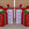 Square Symmetrical Christmas presents with vibrant colorful wrapping bo