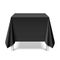 Square table covered with black tablecloth