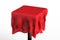 Square table with red cloth