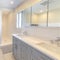 Square Traditional contemporary master bathroom interior with white and gray colors