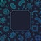 Square vector frame with microorganism outline blue icons