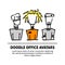 A square vector image with dooodle business avatars for presentation design and web site. Office professions freehand