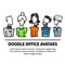 A square vector image with dooodle business avatars for presentation design and web site. Office professions freehand