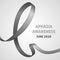 A square vector image with a gray ribbon as a symbol of aphasia awareness. A world aphasia awareness month. A template for a medic