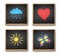 Square vintage chalkboards with kids drawing