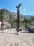 Square with walking people in Kotor, Montenegro