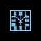 Square wall clock with Roman numerals line icon in neon style. One of Clock collection icon can be used for UI, UX