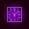 Square wall clock with Roman numerals line icon in neon style. Premium quality graphic design. Signs, symbols collection, simple