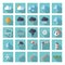 Square weather flat design icon set