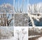 Square winter collage from natural snow landscapes