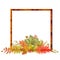 Square Wooden Frame with Autumnal Leaf Vignette.