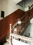 Square wooden staircase in an old building in Lviv