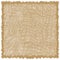 Square wovev serviette, napkin, rug, mat with decorative rough fringe in brown, beige colors isolated on white