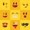 Square yellow emojis icon set