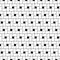 Squares tessellation vector. Repeated white checks sequence on black background. Surface pattern design with polygons