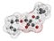 Squaric acid dibutyl ester drug molecule. 3D rendering. Atoms are represented as spheres with conventional color coding: hydrogen.