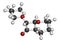 Squaric acid dibutyl ester drug molecule. 3D rendering. Atoms are represented as spheres with conventional color coding: hydrogen.