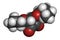 Squaric acid dibutyl ester drug molecule. 3D rendering. Atoms are represented as spheres with conventional color coding: hydrogen.