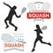 Squash logos, emblems, silhouette.