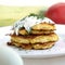 Squash pancakes with sour cream and dill. Made from vegetable zucchini. Low carb, ketogenic nutrition