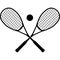 Squash rackets with ball on white background. squash crossed rackets sign. flat style