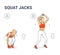 Squat Jacks Home Workout Female Exercise Guide Silhouettes illustration.
