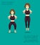 Squat Jumps Body Workout Exercise Set Manga Cartoon Vector