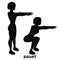 Squat. Sport exersice. Silhouettes of woman doing exercise. Workout, training.