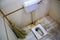 Squat toilet in a public restroom in Amber Fort, Rajasthan, India