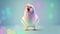 squawking chicken or squeaky toy are shouting and copy space pastel background. Generative AI illustration