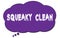 SQUEAKY CLEAN text written on a violet cloud bubble
