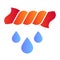 Squeeze the clothes flat icon. Wring wet towel color icons in trendy flat style. Twist tissue with drops gradient style