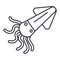 Squid,calamary vector line icon, sign, illustration on background, editable strokes